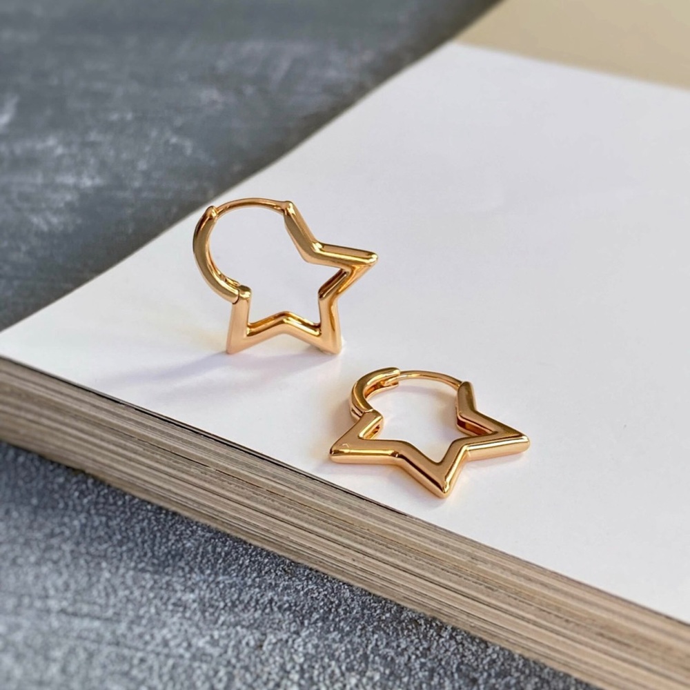 Last 1 🔥 Star Hoop Earrings 18k Gold Plated Star Earrings Water Resistant